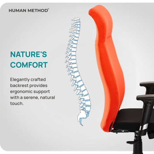 HUMAN METHOD ESTORA (SUPREME) ERGONOMIC HIGH BACK REVOLVING OFFICE CHAIR - BLACK - ORANGE