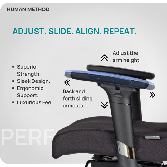 HUMAN METHOD PERFORMANCE PREMIUM ERGONOMIC MID BACK REVOLVING CHAIR - JET BLACK