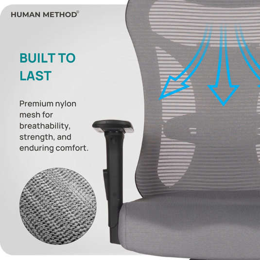 HUMAN METHOD TASK (PREMIUM) MID BACK REVOLVING CHAIR - PEARL GREY