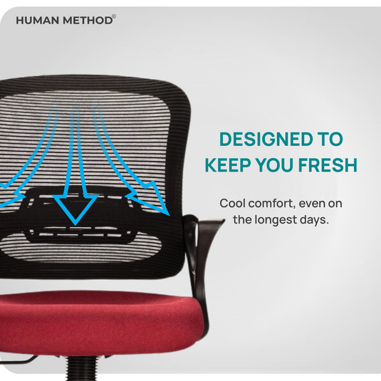 HUMAN METHOD BLOSSOM ERGONOMIC MID BACK REVOLVING OFFICE CHAIR - BLACK - MAROON