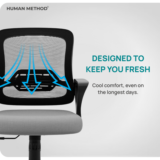 HUMAN METHOD BLOSSOM ERGONOMIC MID BACK REVOLVING OFFICE CHAIR - BLACK - GREY