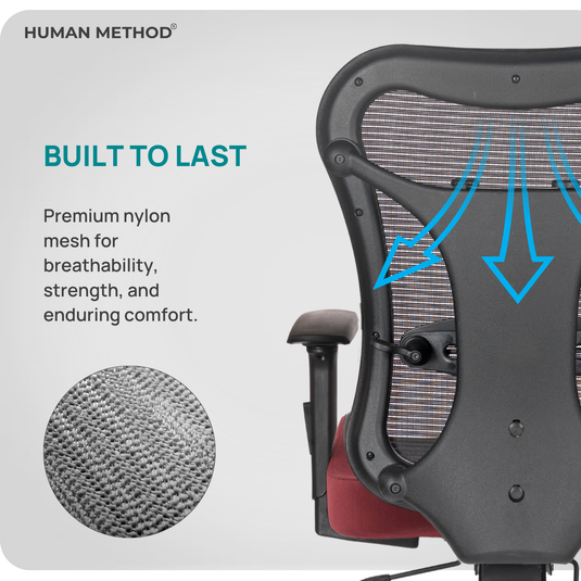 HUMAN METHOD TASK (PREMIUM) MID BACK REVOLVING CHAIR - BLACK - MAROON