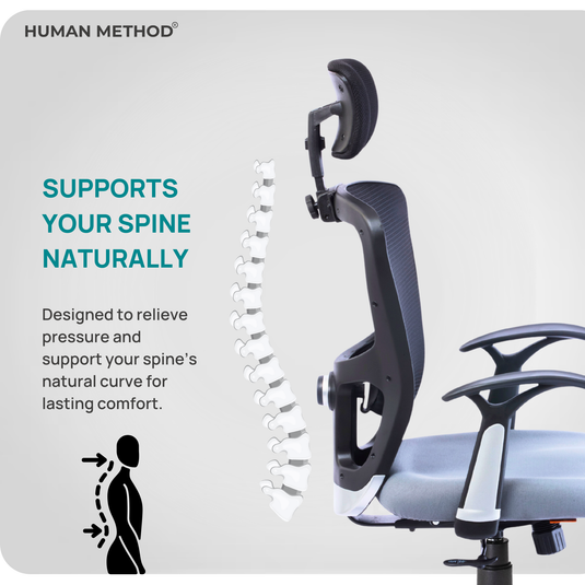 HUMAN METHOD VIBE ELITE ERGONOMIC HIGH BACK REVOLVING OFFICE CHAIR - GREY