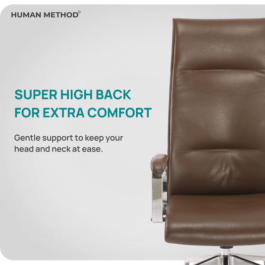 HUMAN METHOD ACCORD PREMIUM SUPER HIGH BACK REVOLVING OFFICE CHAIR - BROWN