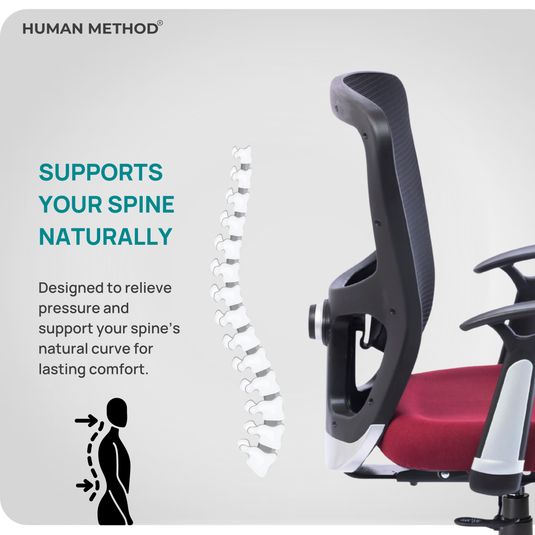 HUMAN METHOD VIBE ELITE ERGONOMIC MID BACK REVOLVING OFFICE CHAIR - MAROON