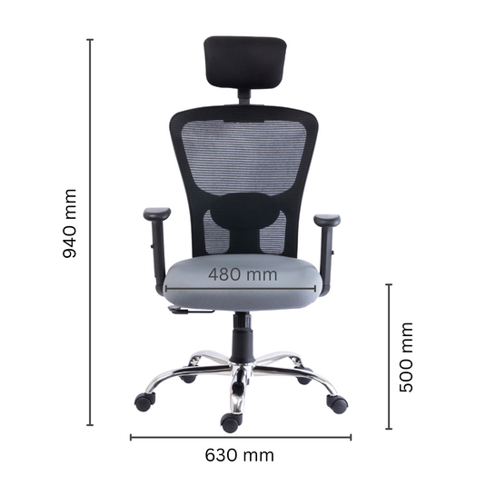 HUMAN METHOD VIBE PRO ERGONOMIC HIGH BACK REVOLVING OFFICE CHAIR - GREY