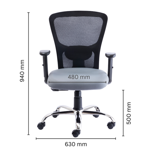 HUMAN METHOD VIBE PRO ERGONOMIC MID BACK REVOLVING OFFICE CHAIR - GREY