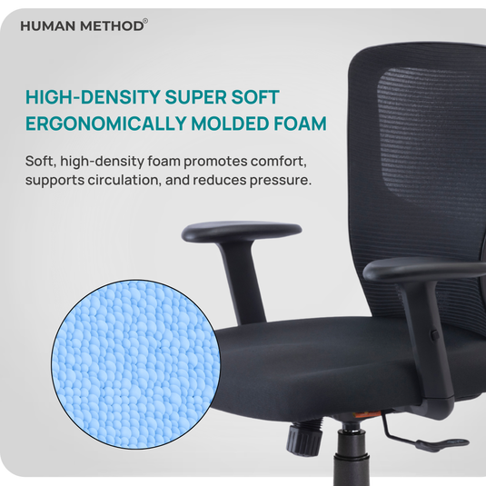 HUMAN METHOD VIBE PLUS ERGONOMIC MID BACK REVOLVING OFFICE CHAIR - BLACK