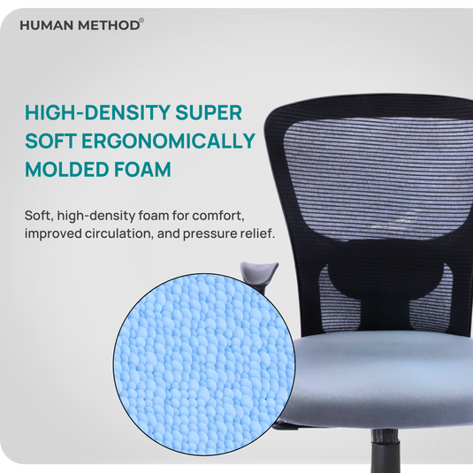 HUMAN METHOD VIBE ELITE ERGONOMIC MID BACK REVOLVING OFFICE CHAIR - GREY