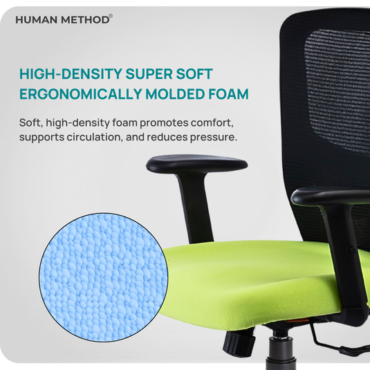 HUMAN METHOD VIBE PLUS ERGONOMIC MID BACK REVOLVING OFFICE CHAIR - GREEN