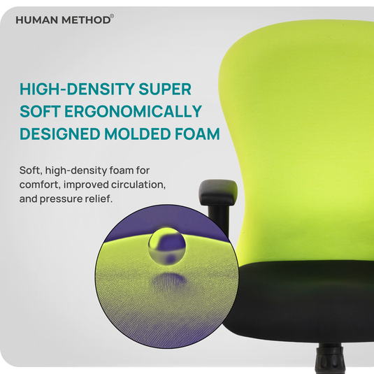 HUMAN METHOD VINTAGE (ELEGANCE) ERGONOMIC MID BACK REVOLVING OFFICE CHAIR - LEMON GREEN - JET BLACK