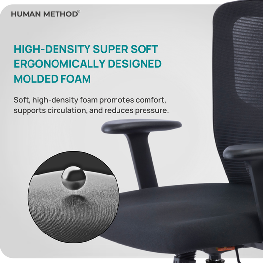HUMAN METHOD VIBE PLUS ERGONOMIC MID BACK REVOLVING OFFICE CHAIR - BLACK