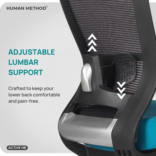 HUMAN METHOD ACTIVE PREMIUM ERGONOMIC HIGH BACK REVOLVING OFFICE CHAIR - JET BLACK - CRYSTAL TEAL