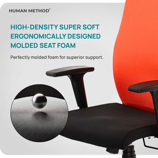 HUMAN METHOD ESTORA (SUPREME) ERGONOMIC HIGH BACK REVOLVING OFFICE CHAIR - BLACK - ORANGE