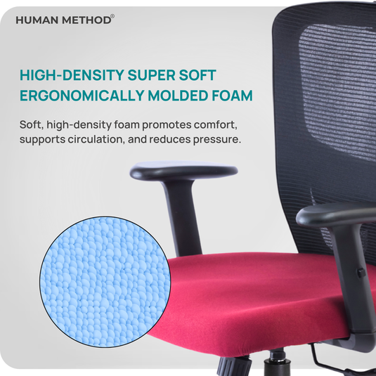 HUMAN METHOD VIBE PLUS ERGONOMIC MID BACK REVOLVING OFFICE CHAIR - MAROON