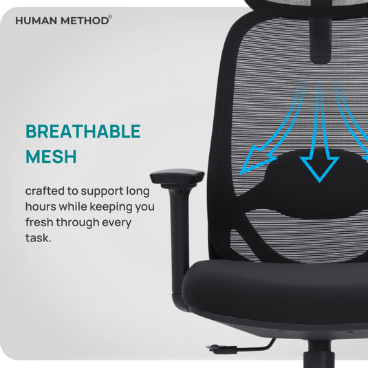 HUMAN METHOD ZYRA HIGH BACK REVOLVING CHAIR - JET BLACK