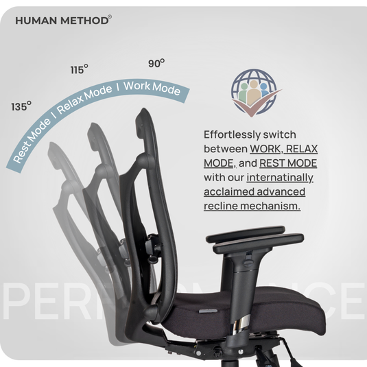 HUMAN METHOD PERFORMANCE PREMIUM ERGONOMIC MID BACK REVOLVING CHAIR - JET BLACK
