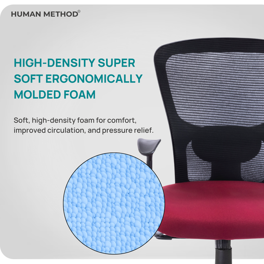 HUMAN METHOD VIBE ELITE ERGONOMIC MID BACK REVOLVING OFFICE CHAIR - MAROON