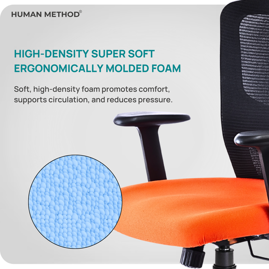 HUMAN METHOD VIBE PLUS ERGONOMIC MID BACK REVOLVING OFFICE CHAIR - ORANGE