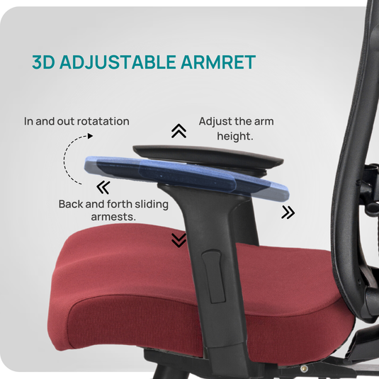 HUMAN METHOD TASK (PREMIUM) MID BACK REVOLVING CHAIR - BLACK - MAROON