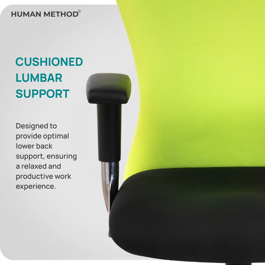HUMAN METHOD VINTAGE (ELEGANCE) ERGONOMIC MID BACK REVOLVING OFFICE CHAIR - LEMON GREEN - JET BLACK