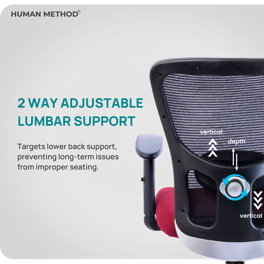 HUMAN METHOD VIBE PLUS ERGONOMIC MID BACK REVOLVING OFFICE CHAIR - MAROON