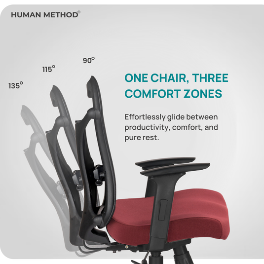 HUMAN METHOD TASK (PREMIUM) MID BACK REVOLVING CHAIR - BLACK - MAROON