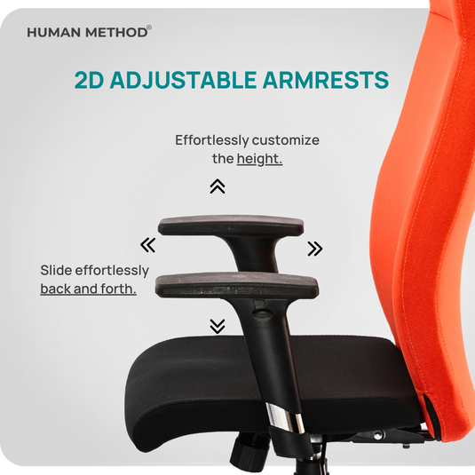 HUMAN METHOD ESTORA (SUPREME) ERGONOMIC HIGH BACK REVOLVING OFFICE CHAIR - BLACK - ORANGE