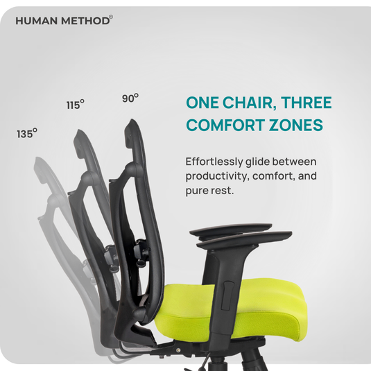 HUMAN METHOD TASK (PREMIUM) MID BACK REVOLVING CHAIR - BLACK - GREEN