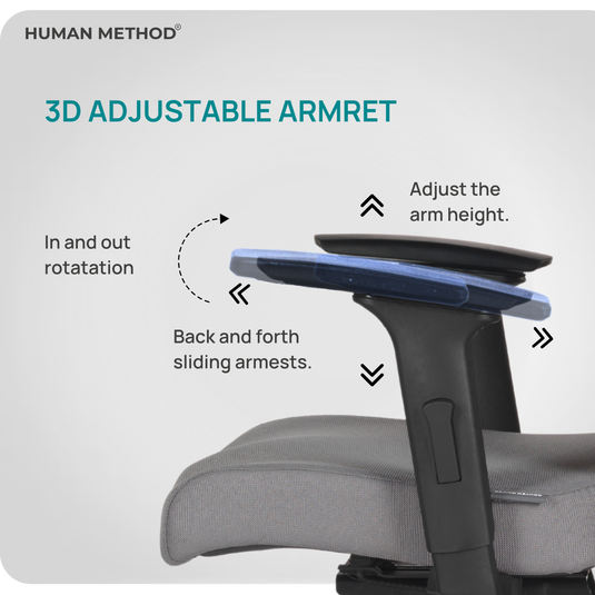 HUMAN METHOD TASK (PREMIUM) MID BACK REVOLVING CHAIR - PEARL GREY
