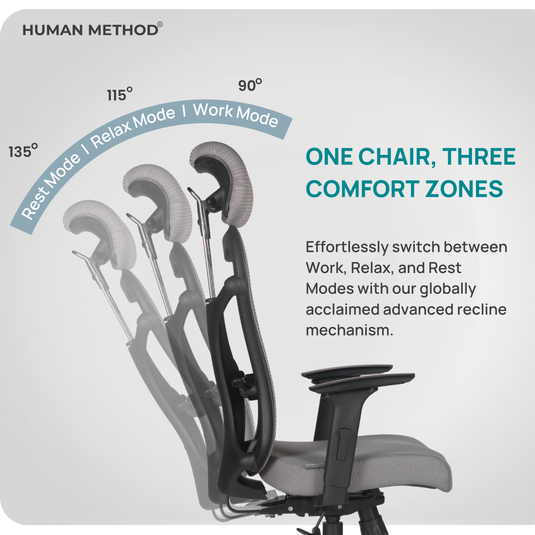 HUMAN METHOD TASK (PREMIUM) HIGH BACK REVOLVING CHAIR - PEARL GREY