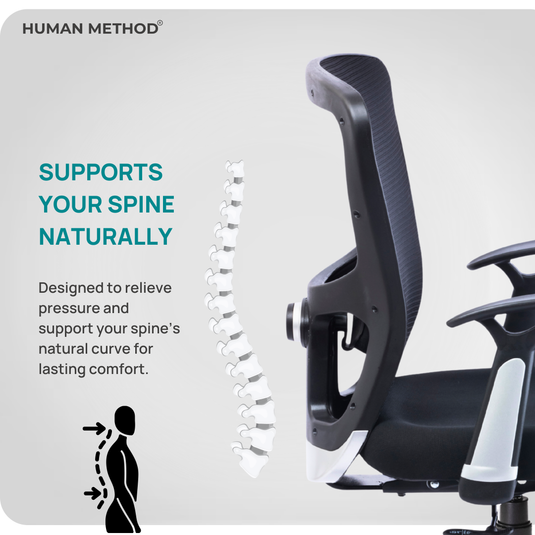 HUMAN METHOD VIBE ELITE ERGONOMIC MID BACK REVOLVING OFFICE CHAIR - BLACK