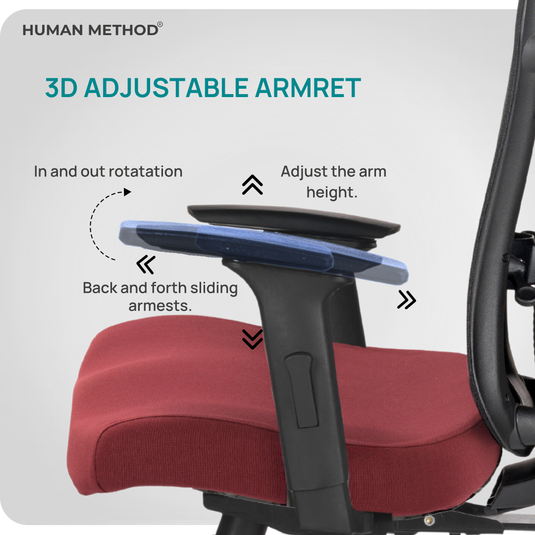 HUMAN METHOD TASK (PREMIUM) HIGH BACK REVOLVING CHAIR - MAROON