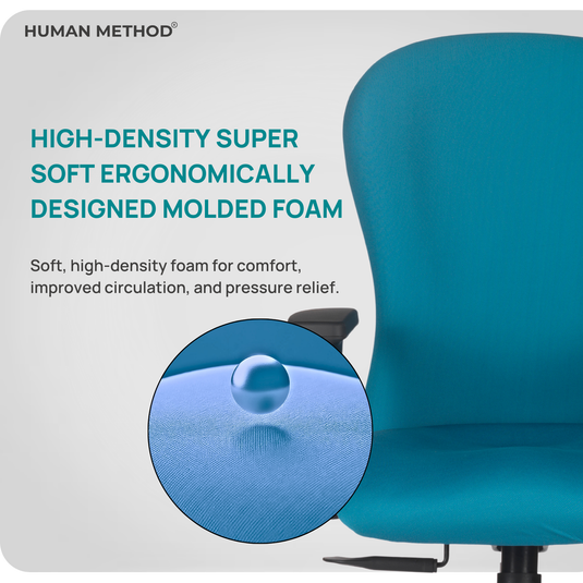 HUMAN METHOD VINTAGE (ELEGANCE) ERGONOMIC MID BACK REVOLVING OFFICE CHAIR - MINT BLUE