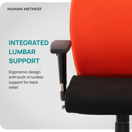 HUMAN METHOD ESTORA (SUPREME) ERGONOMIC HIGH BACK REVOLVING OFFICE CHAIR - BLACK - ORANGE