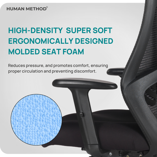 HUMAN METHOD SIENA ELITE ERGONOMIC MID BACK REVOLVING OFFICE CHAIR - JET BLACK