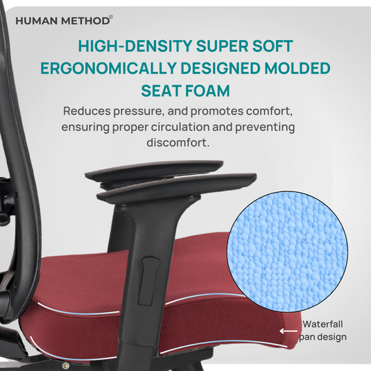 HUMAN METHOD TASK (PREMIUM) MID BACK REVOLVING CHAIR - BLACK - MAROON