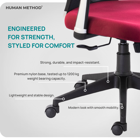 HUMAN METHOD VIBE ELITE ERGONOMIC MID BACK REVOLVING OFFICE CHAIR - MAROON