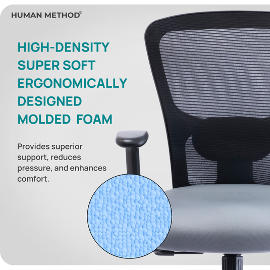 HUMAN METHOD VIBE PRO ERGONOMIC MID BACK REVOLVING OFFICE CHAIR - GREY