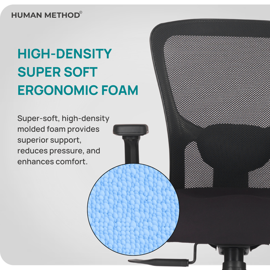 HUMAN METHOD VIBE PRO ERGONOMIC MID BACK REVOLVING OFFICE CHAIR - BLACK