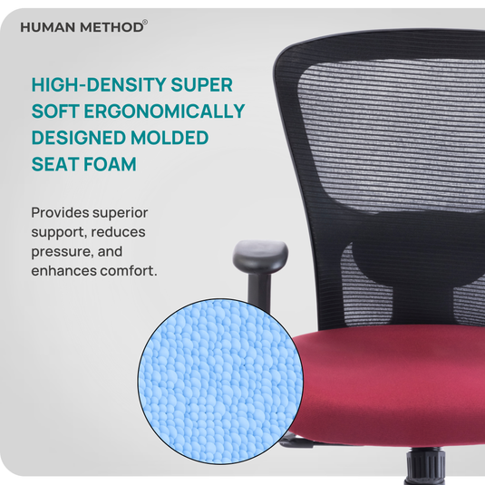 HUMAN METHOD VIBE PRO ERGONOMIC MID BACK REVOLVING OFFICE CHAIR - MAROON