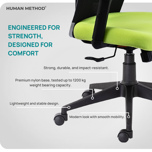 HUMAN METHOD VIBE PLUS ERGONOMIC MID BACK REVOLVING OFFICE CHAIR - GREEN