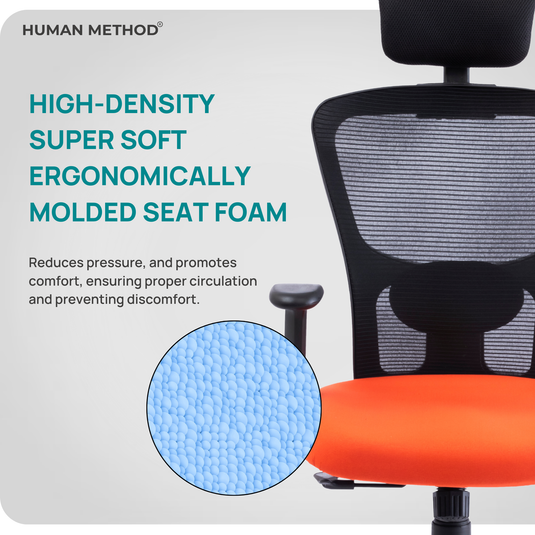 HUMAN METHOD VIBE PRO ERGONOMIC HIGH BACK REVOLVING OFFICE CHAIR - ORANGE