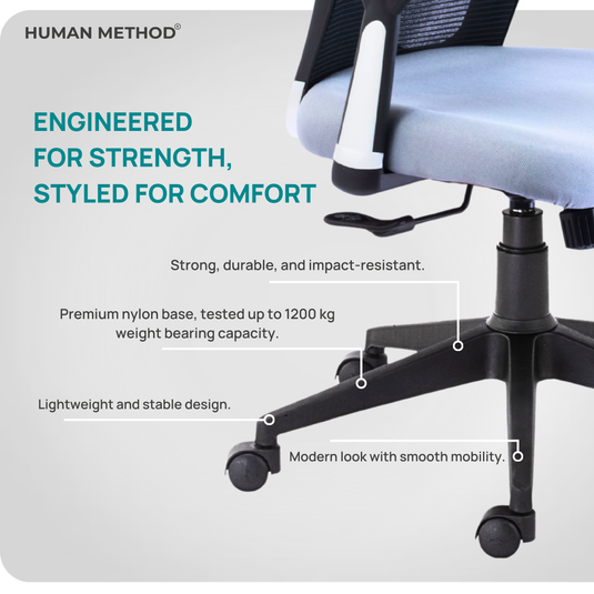 HUMAN METHOD VIBE ELITE ERGONOMIC MID BACK REVOLVING OFFICE CHAIR - GREY