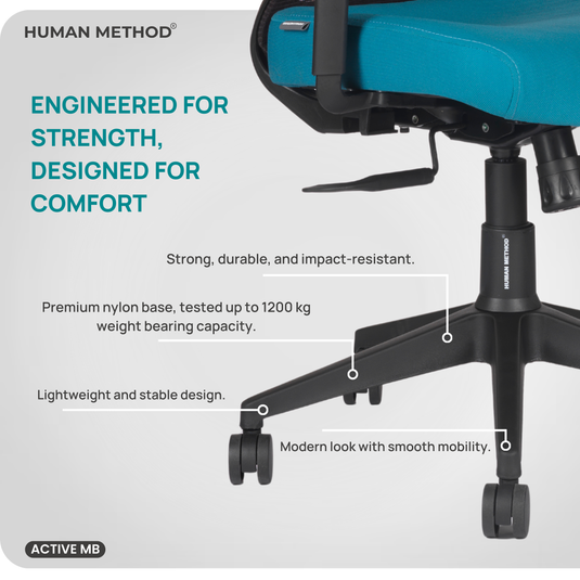 HUMAN METHOD ACTIVE PREMIUM ERGONOMIC MID BACK REVOLVING OFFICE CHAIR - JET BLACK - CRYSTAL TEAL