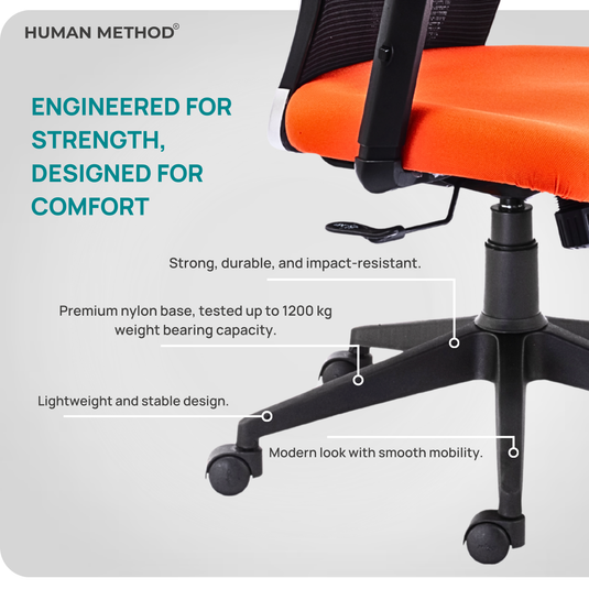 HUMAN METHOD VIBE PLUS ERGONOMIC MID BACK REVOLVING OFFICE CHAIR - ORANGE