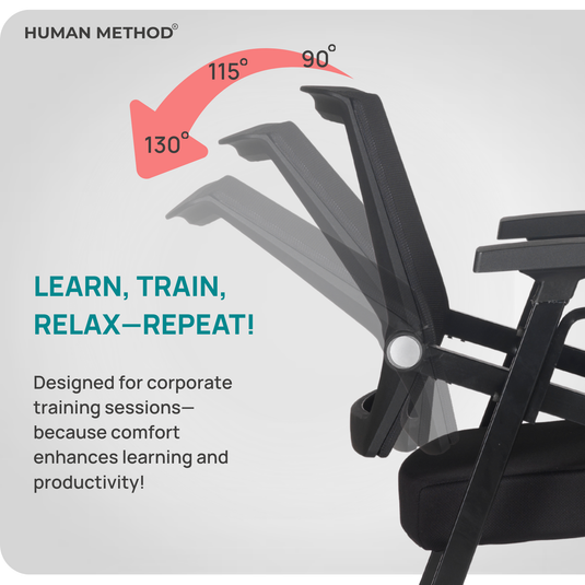 HUMAN METHOD FLEXI TRAINING CHAIR - WITH WRITING PAD AND WITHOUT WHEELS