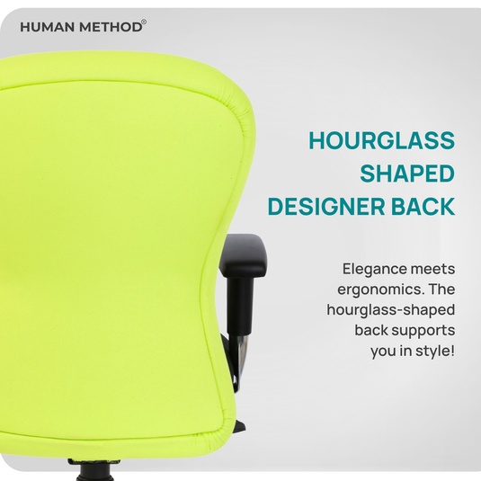 HUMAN METHOD VINTAGE (ELEGANCE) ERGONOMIC MID BACK REVOLVING OFFICE CHAIR - LEMON GREEN - JET BLACK