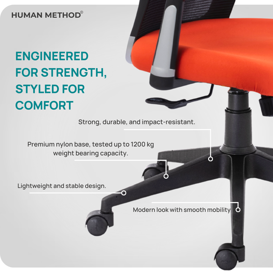 HUMAN METHOD VIBE ELITE ERGONOMIC MID BACK REVOLVING OFFICE CHAIR - ORANGE