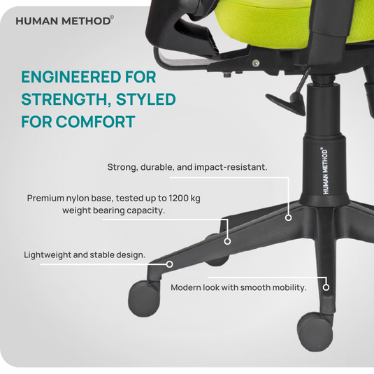 HUMAN METHOD TASK (PREMIUM) MID BACK REVOLVING CHAIR - BLACK - GREEN